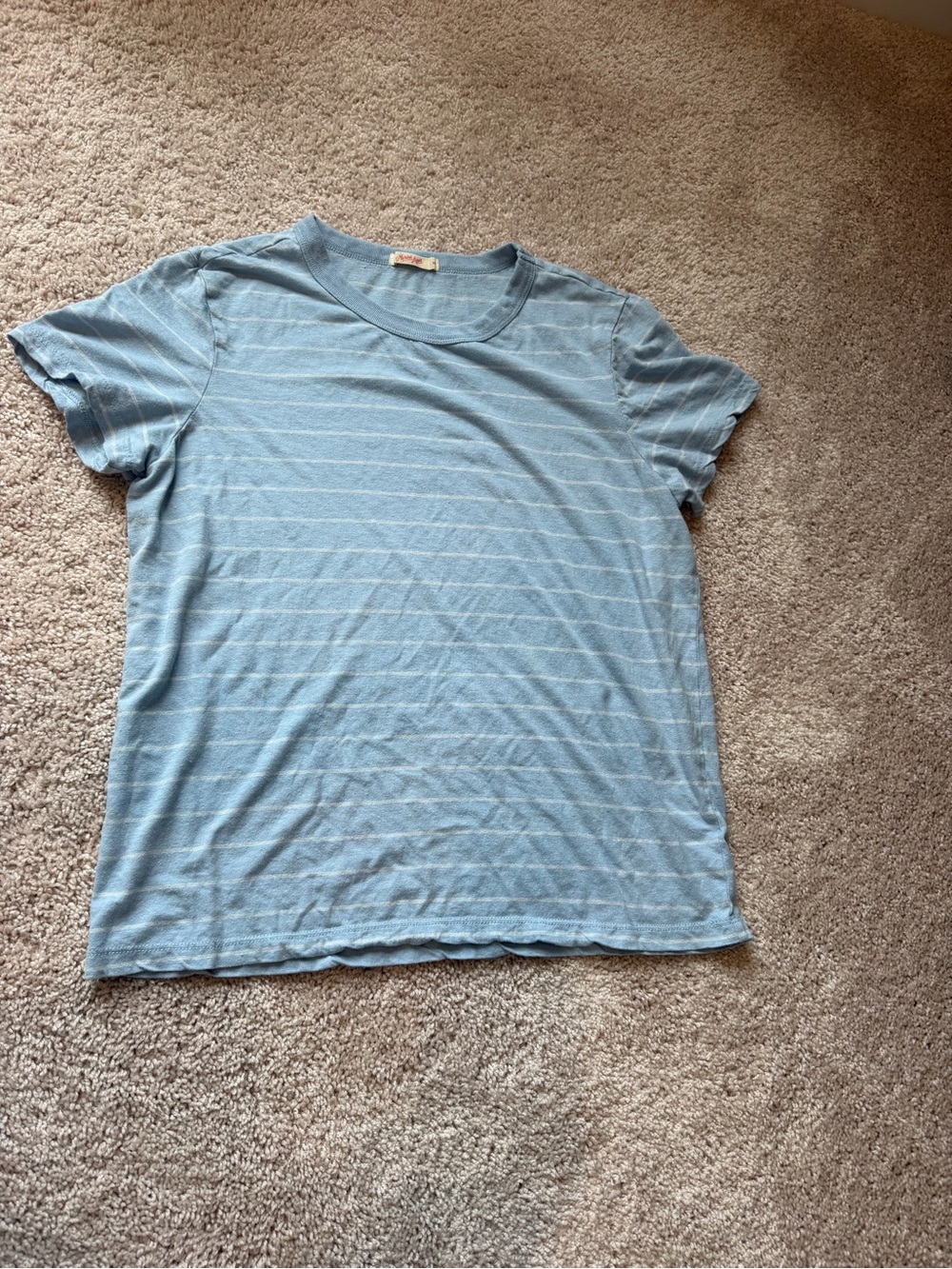 Marine Layer Tried & True Hemp Crew Tee - Medium / Soft Chambray Stripe